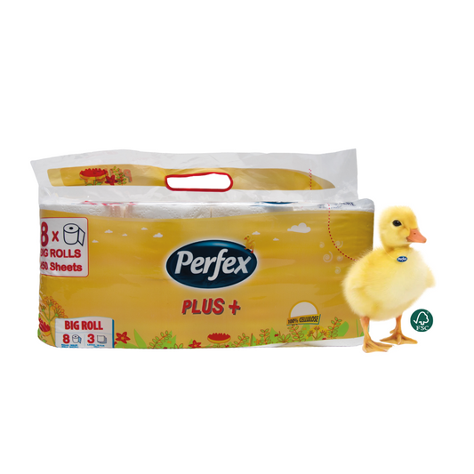 Perfex Toilet Paper Plus+ white, 3-ply, 250 sheets, 8 rolls